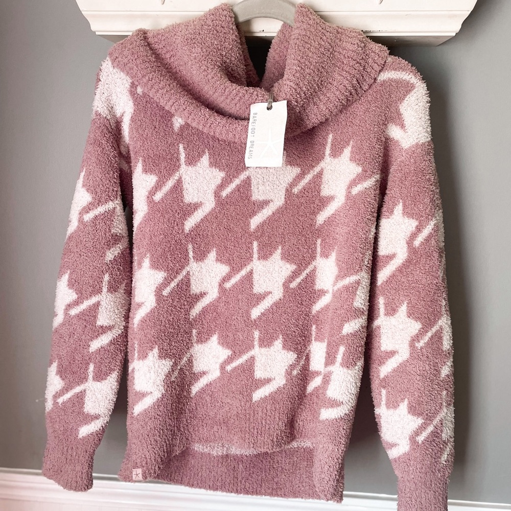 Barefoot Dreams CC Houndstooth Pullover Vintage Rose